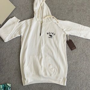 White Maine Quarter Zip Hoodie
